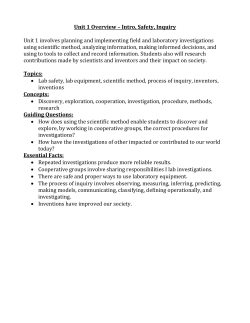 Unit 1 Overview &ndash; Intro, Safety, Inquiry