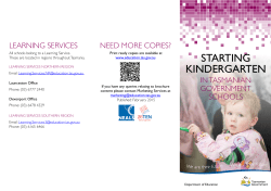 Starting Kindergarten - The Department of Education Tasmania