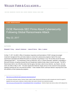 OCIE Reminds SEC Firms About Cybersecurity Following Global