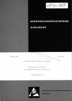 Januar 1965 KFK 309 Institut f&uuml;r Experimentelle Kernphysik The