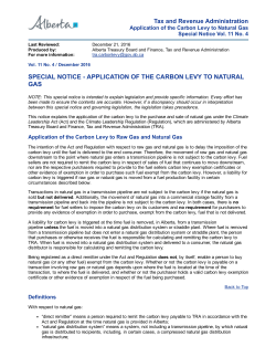 special notice application of the carbon levy to natural gas