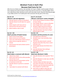 Abraham Trusts in God`s Plan Because God Cares for Us!