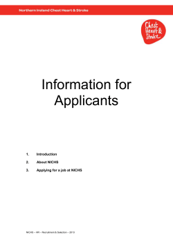 Information for Applicants 1. Introduction 2. About NICHS 3. Applying