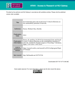 Title Environmental gains and social losses? Critical