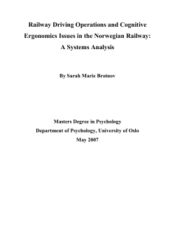 Railway Driving Operations and Cognitive Ergonomics - UiO