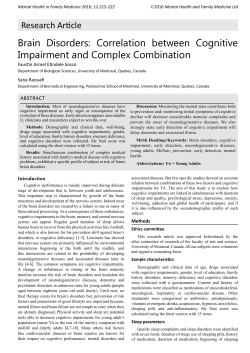 Brain Disorders: Correlation between Cognitive Impairment and