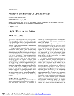 Principles and Practice Of Ophthalmology Light Effects on the Retina