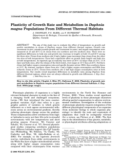 Plasticity of growth rate and metabolism in Daphnia magna
