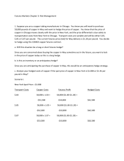 Futures Markets Chapter 3: Risk Management 1. Suppose you are a