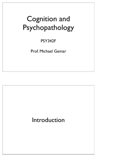 Cognition and Psychopathology