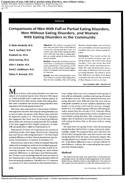 Comparisons of men with full or partial eating disorders, men without