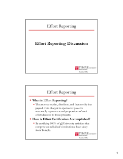 Effort Reporting Effort Reporting Discussion Effort Reporting
