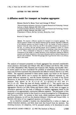 A diffusion model for transport on loopless aggregates
