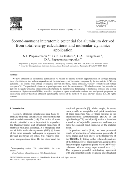Second-moment interatomic potential for aluminum derived from