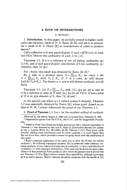 A NOTE ON INTERSECTIONS one 5G&sect;. Denote the cardinality of a