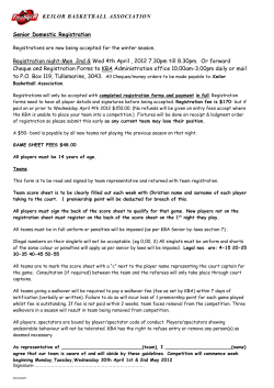 Application For Affiliation of a Basketball Club with the Keilor