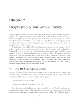 Chapter 7 Cryptography and Group Theory