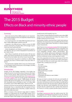 The 2015 Budget - Runnymede Trust