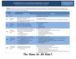 Guidelines for coaching heading in soccer