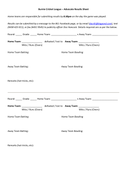 Burnie Cricket League &ndash; Advocate Results Sheet Home teams are