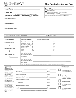 Plant Project Approval - Office of the Controller