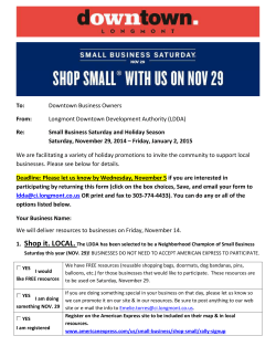 To: Downtown Business Owners From: Longmont Downtown