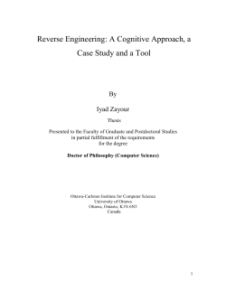 Reverse Engineering: A Cognitive Approach, a Case Study and a Tool