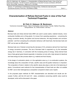 Characterisation of Refuse Derived Fuels in view of