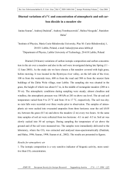 Diurnal variations of &delta;13 C and concentration of atmospheric and