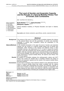 The Level of Aerobic and Anaerobic Capacity and the
