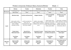 Autumn/Winter Menu - Flinders University Childcare Centre