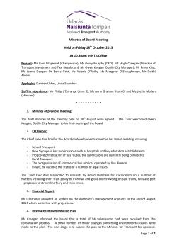 Minutes of Board Meeting Held on Friday 18th October 2013 At