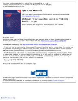 Operations Research OR Forum&mdash;Tenure Analytics: Models for