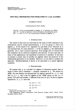 spectral properties for operators in a lie algebra