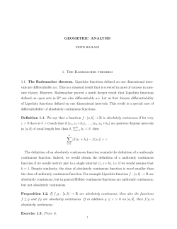 GEOMETRIC ANALYSIS 1. The Rademacher theorem 1.1. The