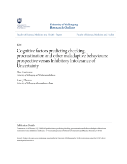 Cognitive factors predicting checking - Research Online