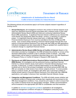 Conflict of Interest Guidelines for Clinical Research