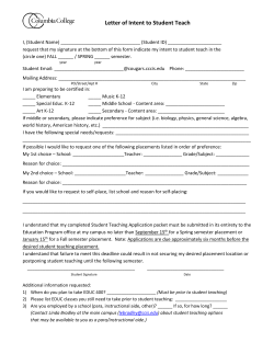 Letter of Intent to Student Teach