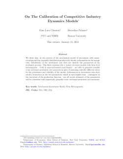 On The Calibration of Competitive Industry Dynamics
