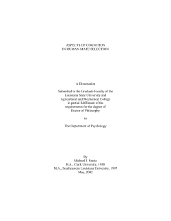 ASPECTS OF COGNITION IN HUMAN MATE SELECTION A