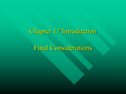 Ch 17 - Final Considerations