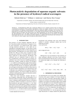 Photocatalytic degradation of aqueous organic solvents in