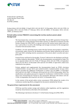 Period safety review PSR2015 concerning the Loviisa