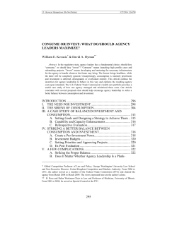 consume or invest: what do/should agency leaders maximize?