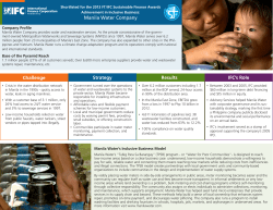 Manila Water Company Challenge Strategy Results IFC`s Role