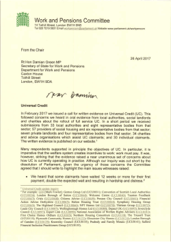 Letter to Damian Green MP, Secretary of State for