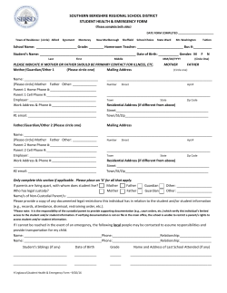Student Health and Emergency Form
