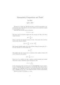 Monopolistic Competition and Trade