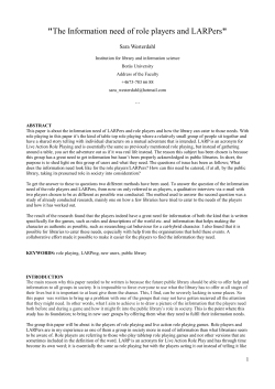 The Information need of role players and LARPers