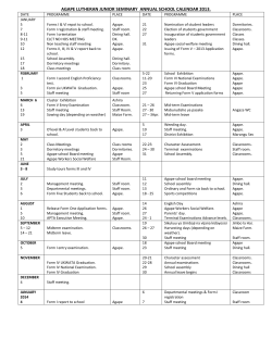 agape lutheran junior seminary annual school calendar 2013.